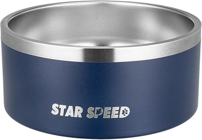 100oz Stainless Steel Bowl With Non-Slip Rubber Bottom - Double Wall for Small, Medium, Large Dogs - Food and Water Bowls, Dishwasher Safe