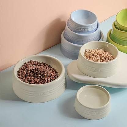 Sweejar Gradient Dog Bowl, Ceramic Dog Food Dish for Medium Dogs and Cat, Porcelain Pet Bowl for Food and Water 18 oz (Beige)