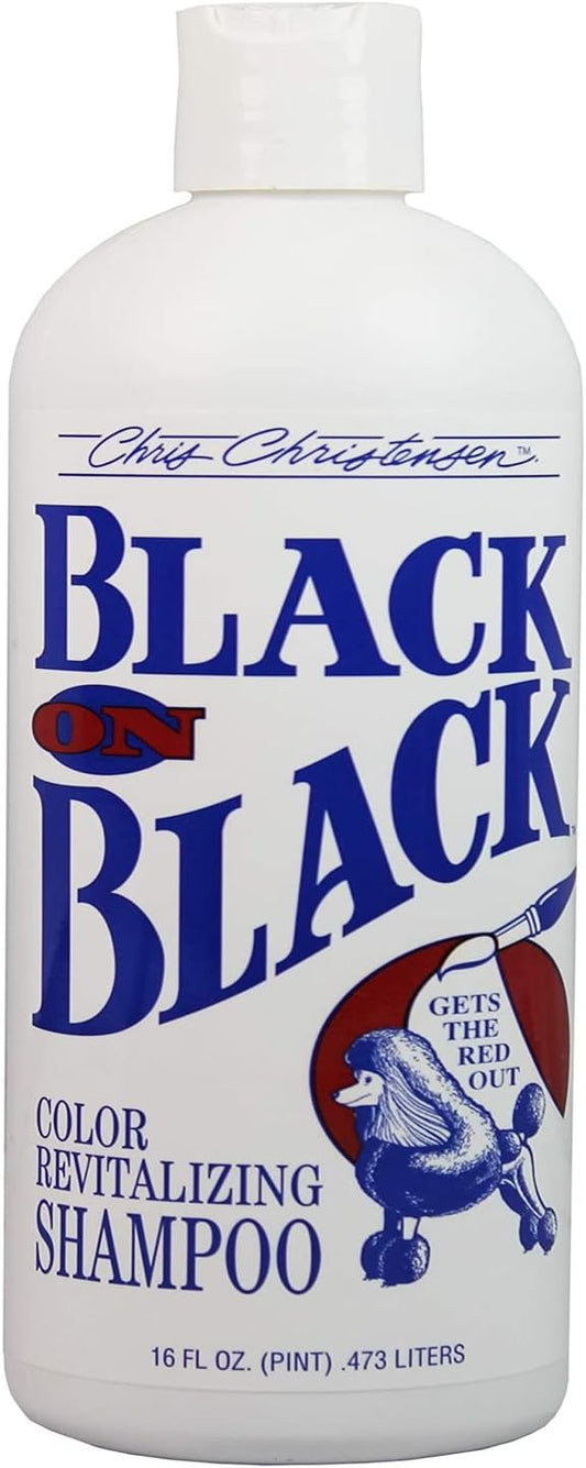 Chris Christensen Pet Shampoo, 16 oz Black on Black Color Revitalizing Shampoo, Groom Like a Professional, Restores Black Coats, Not a Dye, Lasts up to 4 Weeks, Made in The USA