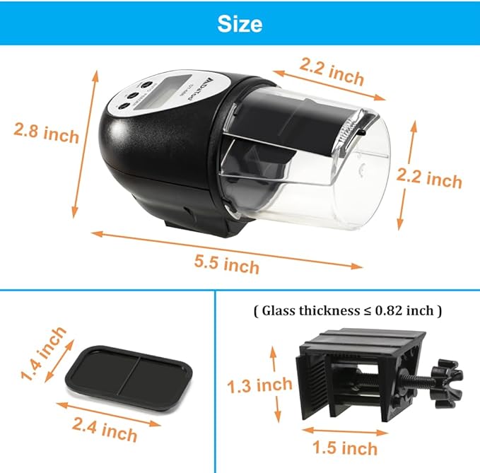 Aquarium Automatic Fish Feeder for Small Tank Auto Fish Food Dispenser Timer Vacation Betta Feeder with Moisture-Proof Air Hole and LCD Display