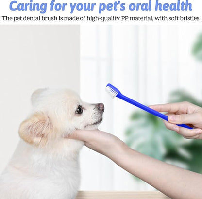 150Pcs Dog Toothbrush Dual Headed Puppy Tooth Brushing Kit Long Handle Soft Grooming Pet Dental Brushes Convenient Double Sided for Pets Puppy Teeth Brush Cleaning Oral Care Supplies-Blue