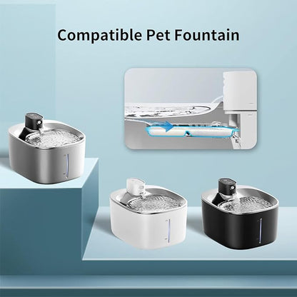 12 Pack Cat Water Fountain Filter & 12 Pump Filter Sponges Replacement, Cat Dog Pet Drinking Fountain for 135 fl oz/4L (YPD-C004P,YPD-C004S)