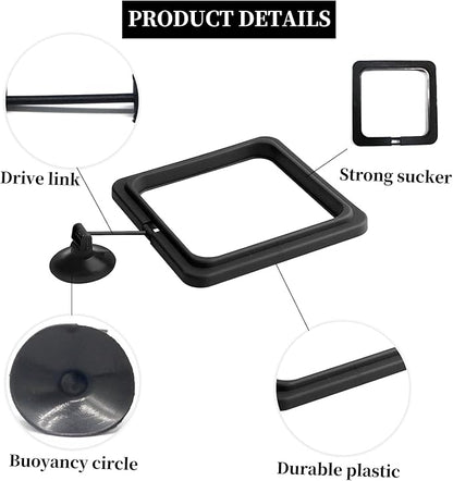 2PCS Fish Feeding Ring,Fish Feeder Circle Aquarium and Tank Floating Rings Food Feeders with Suction Cup for Goldfish Turtle and Other Smaller Fish (Round and Square, Black)