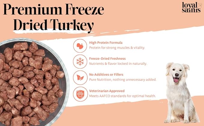 Freeze Dried Raw Dog Food - Premium Turkey and Salmon Flavor with High Protein and Grain Free Dog Food for All Breeds and Picky Eaters - Versatile as Meal Topper, Snack, and Treats, 5 Oz