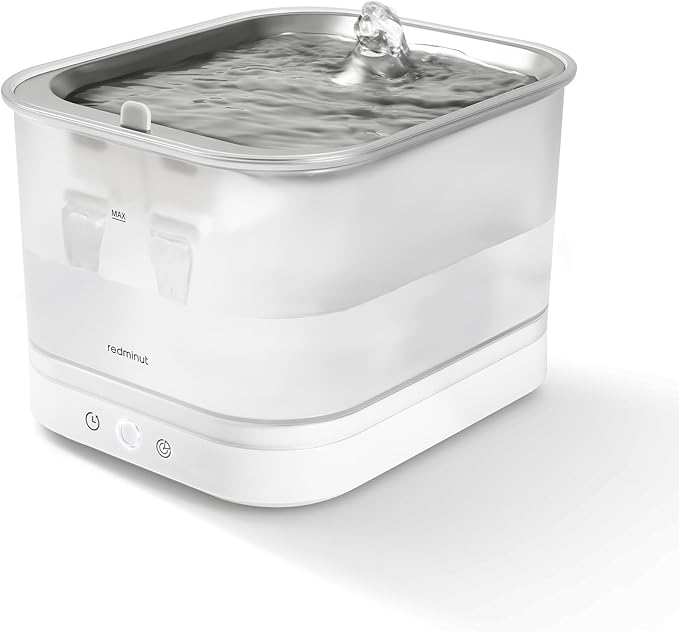 Cat Water Fountain Stainless Steel Battery Operated with Wireless Pump 84oz/2.5L Cat Water Dispenser Cordless Water Fountain with Motion Sensor, Ultra Quiet Pump, Multi-Filtration, Easy Clean