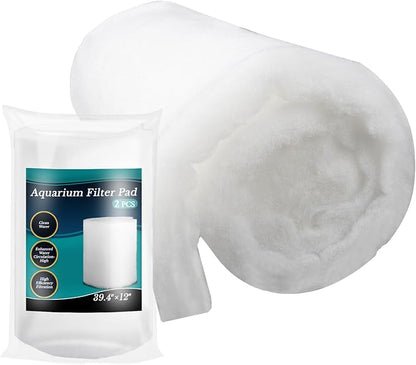 Aquarium Filter Pad - Aquarium Filter Media,39.4 x 11.8in Media Roll for Fish Tank, Ponds,Garden, Saltwater,Fershwater,Plant, Trutle(White) (2)