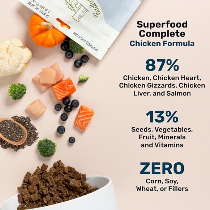 Superfood Complete, Air-Dried Adult Dog Food - High Protein, Zero Fillers, Superfood Nutrition by Katherine Heigl (24 oz., Premium Chicken)