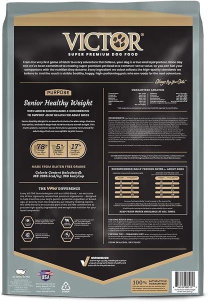 VICTOR Super Premium Dog Food – Purpose – Senior Healthy Weight Management – Dry Dog Food for Adult Dogs – Gluten Free with Glucosamine and Chondroitin, for Hip and Joint Health, 15lbs