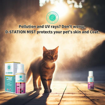 D-STATION PDRN Pet Skin Care Mist Spray – Anti-Static, Deodorizing, Moisturizing, Itch Relief & Nourishes Skin & Coat for Dogs & Cats (5.07 oz)