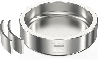 20oz Stainless Steel Cat Food & Water Bowl - Double Walled 304 Stainless Steel Non-Slip Cat Dish | BPA-Free & Dishwasher Safe for Indoor Cats