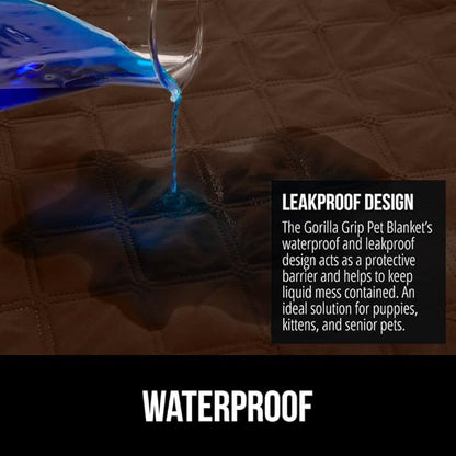 GORILLA GRIP Waterproof Dog Blanket, Couch Cover for Dogs Washable, Protects Sofa, Furniture, Crate, Car, RV Essentials Pet Supplies, Tear and Slip Resistant Leakproof Cushion Cover, 40x50 Brown