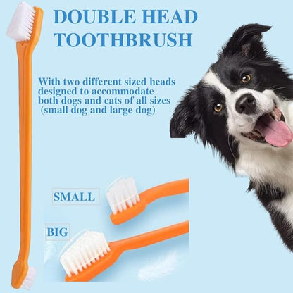 8 Pack Small Dog & Cat Toothbrush Kit, 360º Pet Toothbrush/Mini Head/Dual Head / 10000 Ultra-Soft Bristles Tooth Brush/Finger Toothbrushs for Cat Kitten Doggie Dental Care, Oral Hygiene