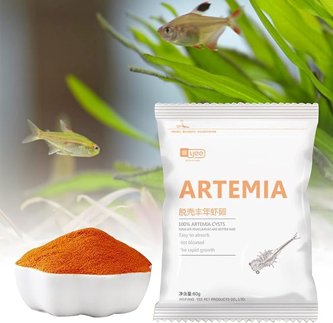 60G Brine Shrimp Shelling Eggfood Aquarium Hatching Tropic Fish Food for Feeding Baby Fishes Artemia Shelling Eggs