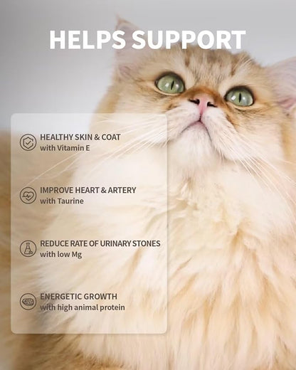 Freeze-Dried Raw Cat Food, 97% Animal Origin Dry Food for Cat, High Protein Treat & Topper (Chicken & Duck - 14 Ounce)