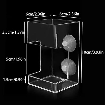 2 Pcs Fish Tank Feeding Tray with Suction Cup, Acrylic Feeding Tube Fish Food Holder, Automatic Fishing Feeder Aquarium Tank Divider Supplies, Breeder Box for Aquarium Accessories