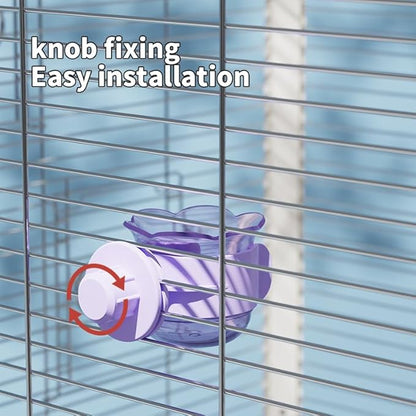 2pcs/4pcs PET Bird Bowls with Clamp, Bird Cage Feeder, Durable Water Bowl, Feeding Cups, Water Feeder for Cockatiel, Parakeet, Macaw, Finches, Lovebirds, Small Animals Gray (Purple, 2pcs)