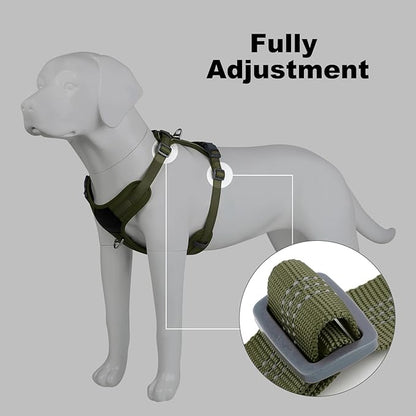 Plutus Pet No Pull Dog Harness, Release at Neck, Soft Padded, Reflective Adjustable Dog Vest Harness for Small, Medium, Large Dogs(Ranger Green, XL)