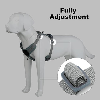 Plutus Pet No Pull Dog Harness, Release at Neck, Soft Padded, Reflective Adjustable Dog Vest Harness for Small, Medium, Large Dogs(Gray, L)