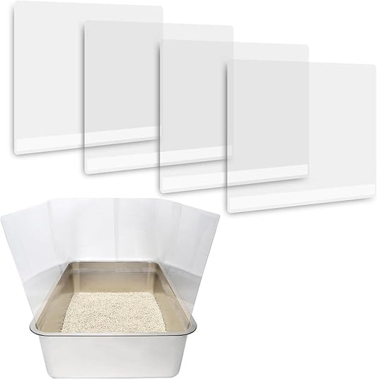 4PCS Cat Litter Box Pee Shields,Transparent Easy Clean Splash Guard for Open Top Litter Pan 14.5×11.5in- Litter Box Not Included(4PC)