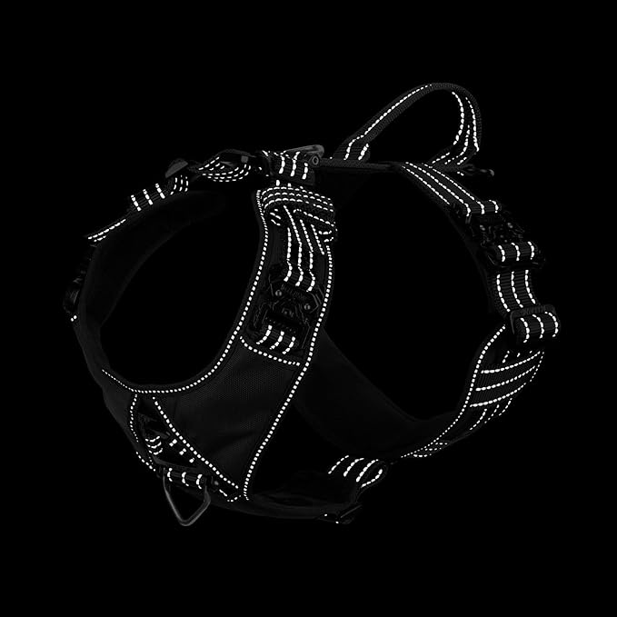 ICEFANG Dog Strap Harness with 4 x Metal Buckles,for Medium Sized Dog,K9 Vest,Y-Shape Chest,Adjustable Pet Harness,No-Pull Front Leash Clip (Medium (Pack of 1), Black)