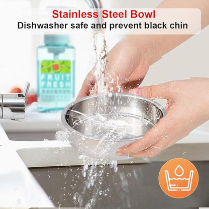 Automatic Cat Feeder, 3.8L Large Gravity Cat Food Dispenser with Detachable Top Lid, Visible Bottle and Stainless Steel Bowl for Pets (Full Black)