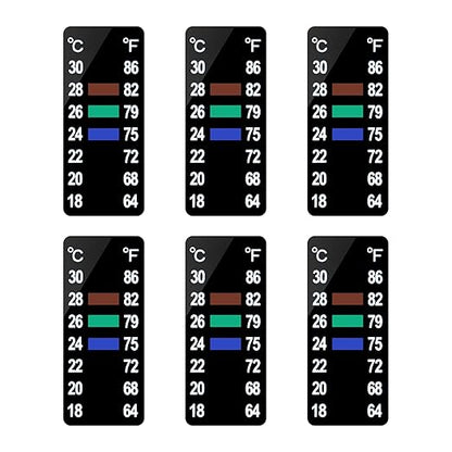 AQUANEAT 6 PCS Aquarium Thermometer Strips, Fish Tank Thermometer Sticker, Terrarium Water Temperature Test (1.58" x 0.67")