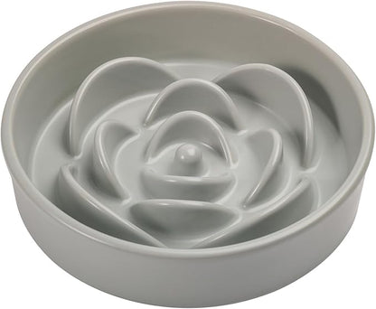 8.26 in Grey Dog Bowl Slow Feeder Ceramic for Medium and Large Breed,Slow Feeding Dog Food Water Dish Heavy Weighted,Puppy Dish for Fast Eaters,Puzzle Eating Bowl Modern Maze