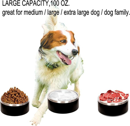 100 Oz Black Dog Water Bowls for Dogs, Extra Large Outerdoor Dog Bowls Stainless Steel Cats Puppy Insulated Compound Festival Gifts for Dogs Mom Family Lover (100OZ, Black)