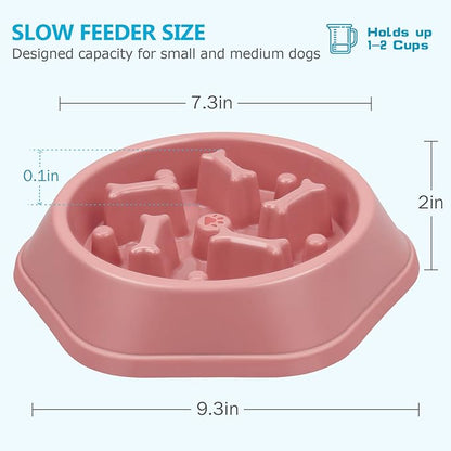 UPSKY Slow Feeder Dog Puzzle Bowl, Interactive Bloat Stop Non-Slide Lick Treat Bowl for Small Medium Dogs (Pink)