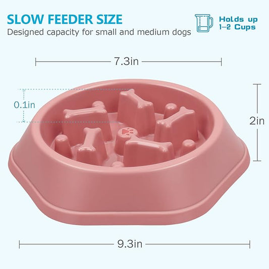 UPSKY Slow Feeder Dog Puzzle Bowl, Interactive Bloat Stop Non-Slide Lick Treat Bowl for Small Medium Dogs (Pink)