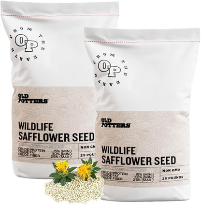 Wildlife Safflower Seed for Wildlife Bird Feeding, Non-GMO and USA Small Farm Grown, 50 lbs