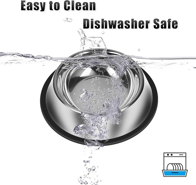 3Pcs Stainless Steel Dog Bowls Set - Non-Slip Food and Water Bowl 54 Oz - Dishwasher-Safe, Rust Resistant Metal Pet Bowls for Small/Medium/Large Sized Pets