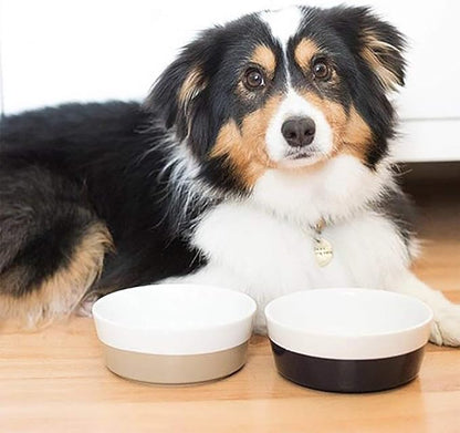 Waggo Dipper Ceramic Dog Bowl for Small and Large Breeds - Heavyweight and Durable Pet Food and Water Dish Crock, Dishwasher Safe, Modern (Midnight, Small)