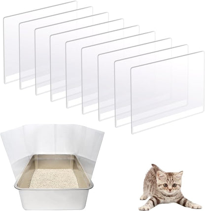 9PCS Cat Litter Box Pee Shields,Transparent Easy Clean Splash Guard for Open Top Litter Pan 14.5×11.5in- Litter Box Not Included(9PC)