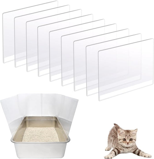 9PCS Cat Litter Box Pee Shields,Transparent Easy Clean Splash Guard for Open Top Litter Pan 14.5×11.5in- Litter Box Not Included(9PC)