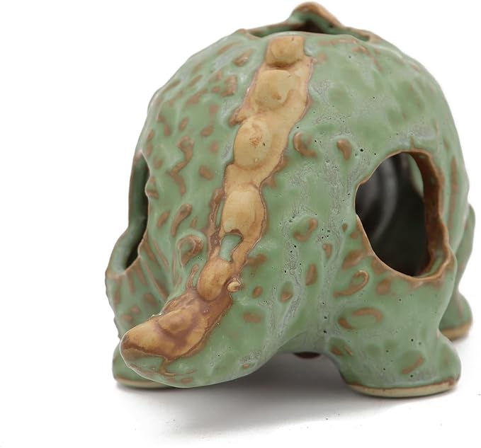 Aquarium Ceramic Decorations Hideout, Cut Ceramic Dinosaurs Cave Rock for Cichlids, Betta Tank Decor