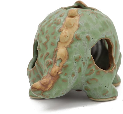 Aquarium Ceramic Decorations Hideout, Cut Ceramic Dinosaurs Cave Rock for Cichlids, Betta Tank Decor