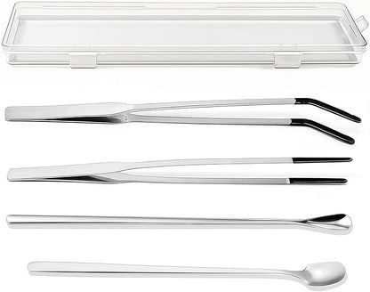 4PCS-Rubber Tip Feeding Tongs for Reptiles Extra Long Stainless Steel Reptile Feeding Tongs Terrarium Tools Feeder for Lizards Bearded Dragon Snake Enclosure Tank Accessories