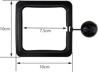 3 Pack Aquarium Fish Feeding Ring Floating Food Feeder, Square Shape with Suction Cup, Black