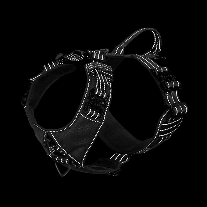 ICEFANG Dog Strap Harness with 4 x Metal Buckles,for X-Large Sized Dog,K9 Vest,Y-Shape Chest,Adjustable Pet Harness,No-Pull Front Leash Clip (X-Large (Pack of 1), Grey)