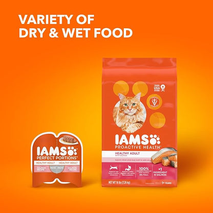 IAMS Proactive Health Adult Healthy Dry Cat Food with Real Salmon, 16 lb. Bag