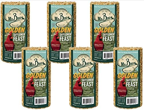 6-Pack of Mr. Bird Golden Safflower Feast Small Wild Bird Seed Cylinder 25 oz.
