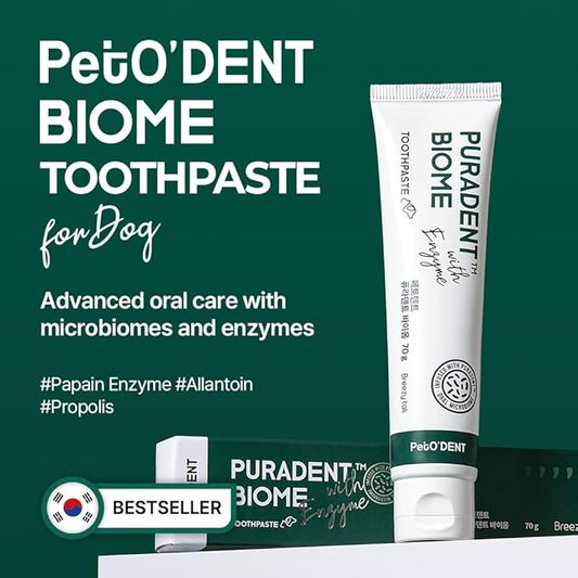 PetO’Dent Enzymatic Toothpaste for Dogs, Freshens Breath & Cleans Teeth, Reduces Plaque & Tartar, Safe for Puppies with No Artificial Ingredients, Oral Biome, Gum Care, 2.37 oz