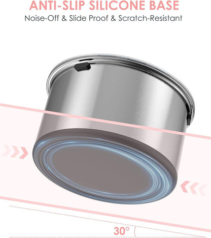 1Gallon Large Dog Water Bowl No Spill, [Anti Digging Lid & Rubber Bottom] Spill Proof Dog Bowl, Anti Splash Mess Dripless Slow Drinking Stainless Steel Water for Sloppy Messy Drinkers Car