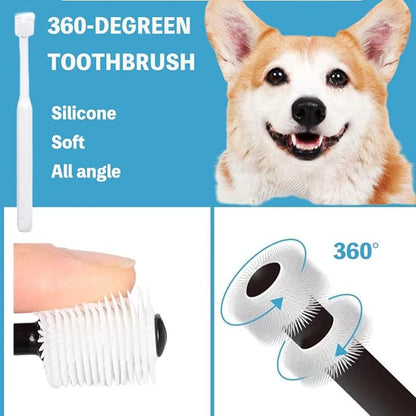 8 Pack Small Dog & Cat Toothbrush Kit, 360º Pet Toothbrush/Mini Head/Dual Head / 10000 Ultra-Soft Bristles Tooth Brush/Finger Toothbrushs for Cat Kitten Doggie Dental Care, Oral Hygiene