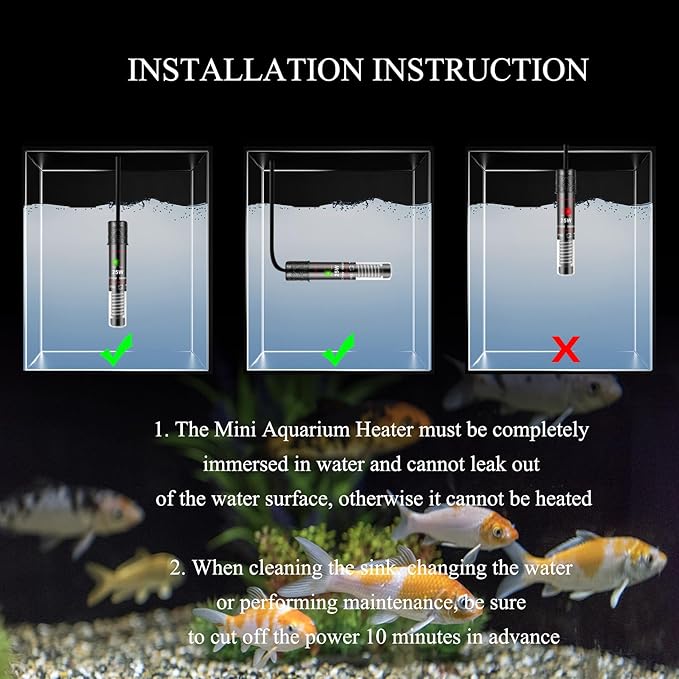 25W Small Aquarium Heater, Mini Fish Tank Heater for Preset Temperature 78℉, Water Heater for Freshwater Fish Tanks
