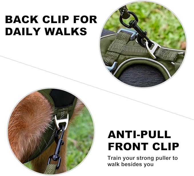 Plutus Pet No Pull Dog Harness, Release at Neck, Soft Padded, Reflective Adjustable Dog Vest Harness for Small, Medium, Large Dogs(Ranger Green, XL)