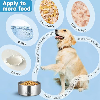 StarSpeed Stainless Steel Dog Bowl. Dog Water Bowls for Large Dogs with Rubber Bottom, Drop Resistant and Durable, Keeps Cold, Holds 8 Cups of Water, Fits Different Size Dog Bowls. (64oz, Stainless)
