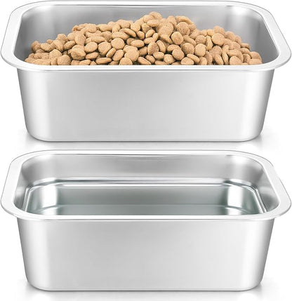 2 Pcs Stainless Steel Bowls for Large Dogs High Capacity Metal Dogs Food and Water Bowls for Big Pets