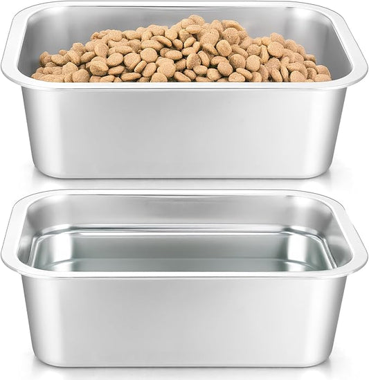 2 Pcs Stainless Steel Bowls for Large Dogs High Capacity Metal Dogs Food and Water Bowls for Big Pets